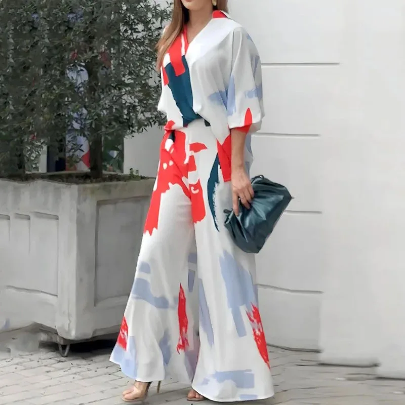 Casual Printed Loose Pants Two piece Set - Shop at LoveMi