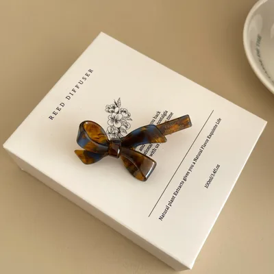 Acetate Long Bow Barrettes Girl Blue Coffee - Shop at LoveMi