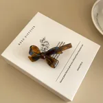 Acetate Long Bow Barrettes Girl - Blue Coffee