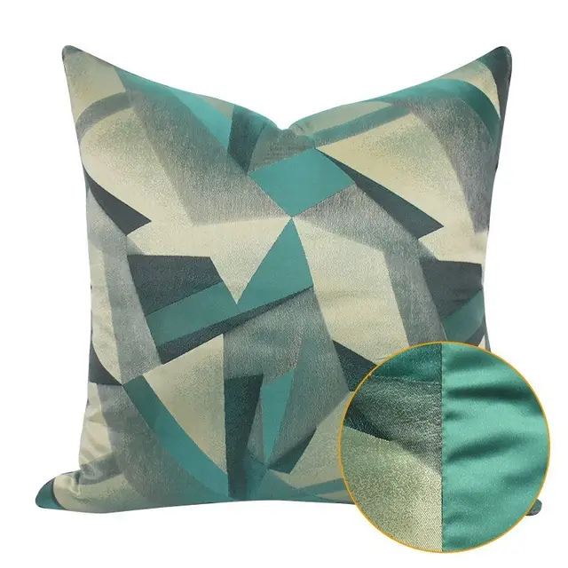 Yellow Geometric Pattern Hotel Homestay Office Pillow Cover Green Ab Non Rolled Style - Shop at LoveMi