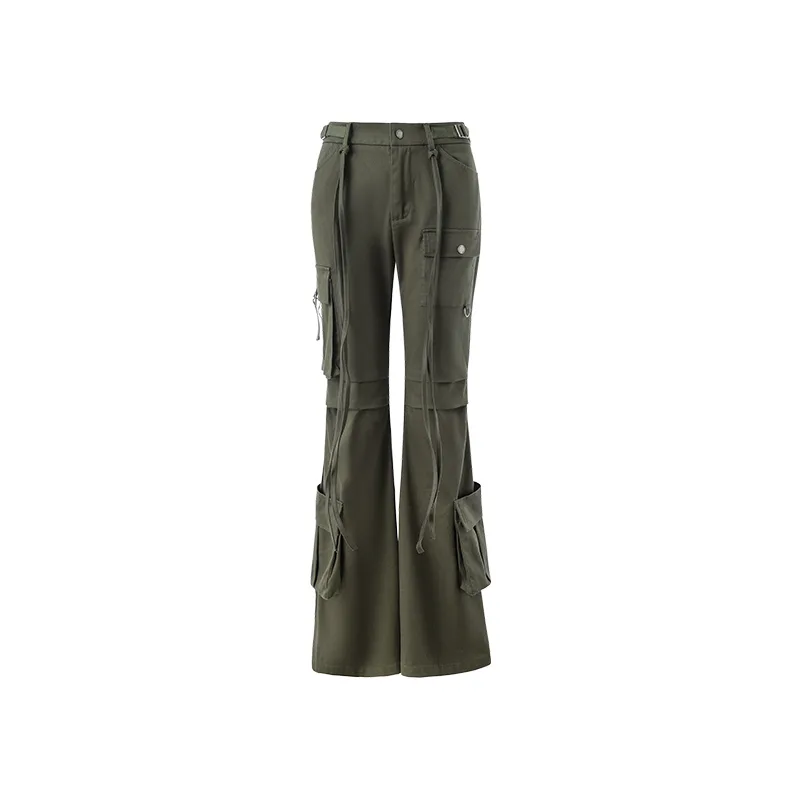 Cargo Pants Retro Wide Leg Straight Leg Army Green - Shop at LoveMi