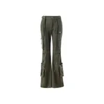 Cargo Pants Retro Wide Leg Straight Leg - Army Green