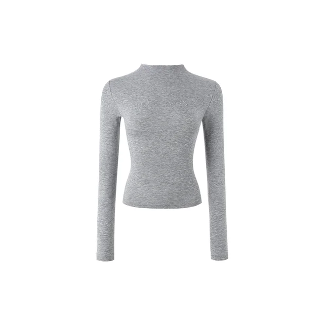 Hot Diamond Comfortable Elastic Short sleeved Round Neck Grey Long Sleeve - Shop at LoveMi