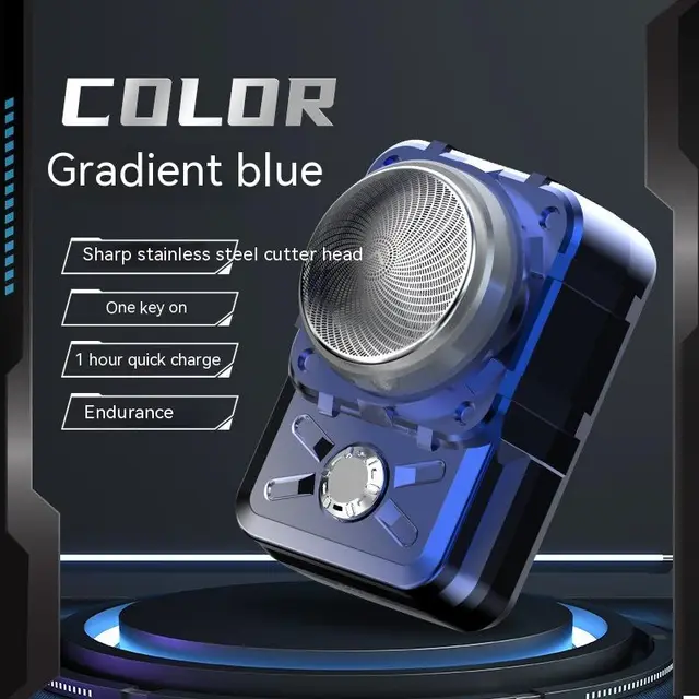 Type C Quick Charging Portable Mini Electric Shaver Gradient Bluethree Leaf Blade - Shop at LoveMi