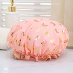 Gold-plated Bow Shower Cap Shower - Orange Pink