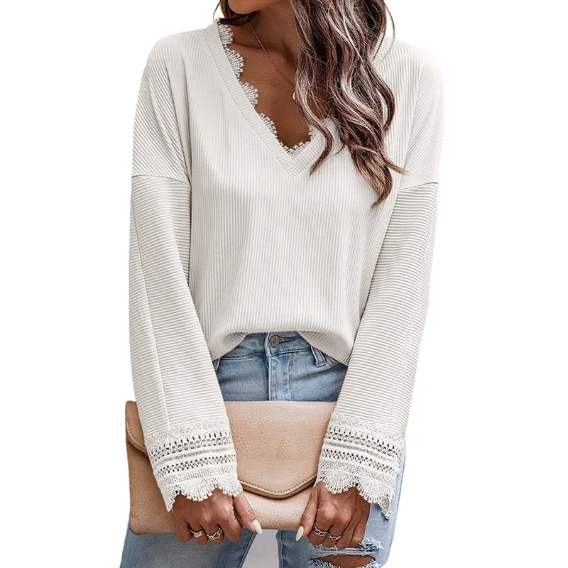 Solid Color Thread Knitwear Women's European And American Simple White - Shop at LoveMi
