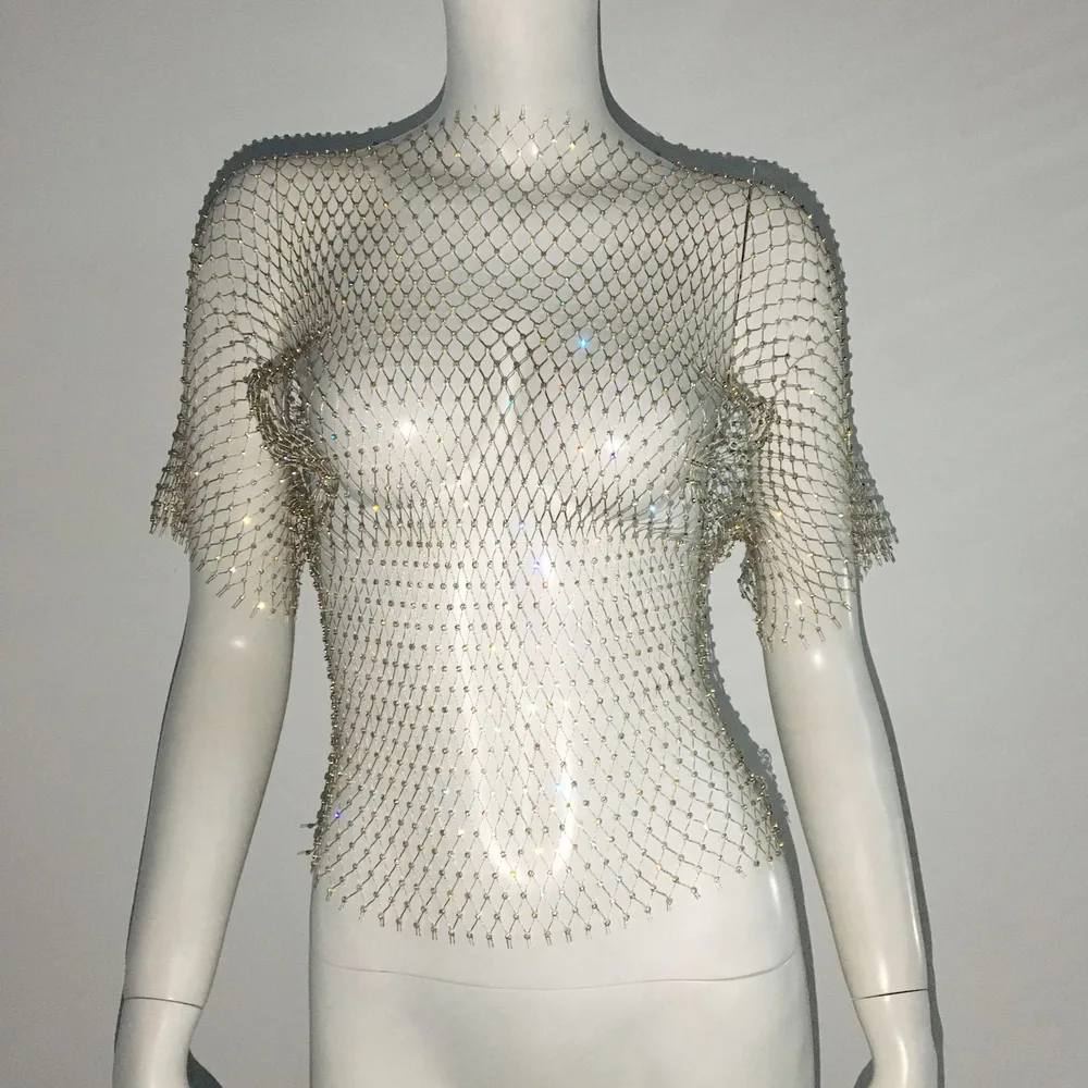 Spicy Vest Fishnet Short Sleeve Top Gold - Shop at LoveMi