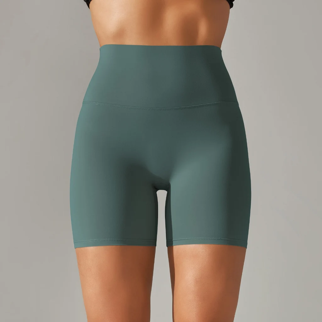 High Waist Peach Hip Tight Belly Trimming Sports Short Shorts - 2166 Shorts Dark Green - View 1