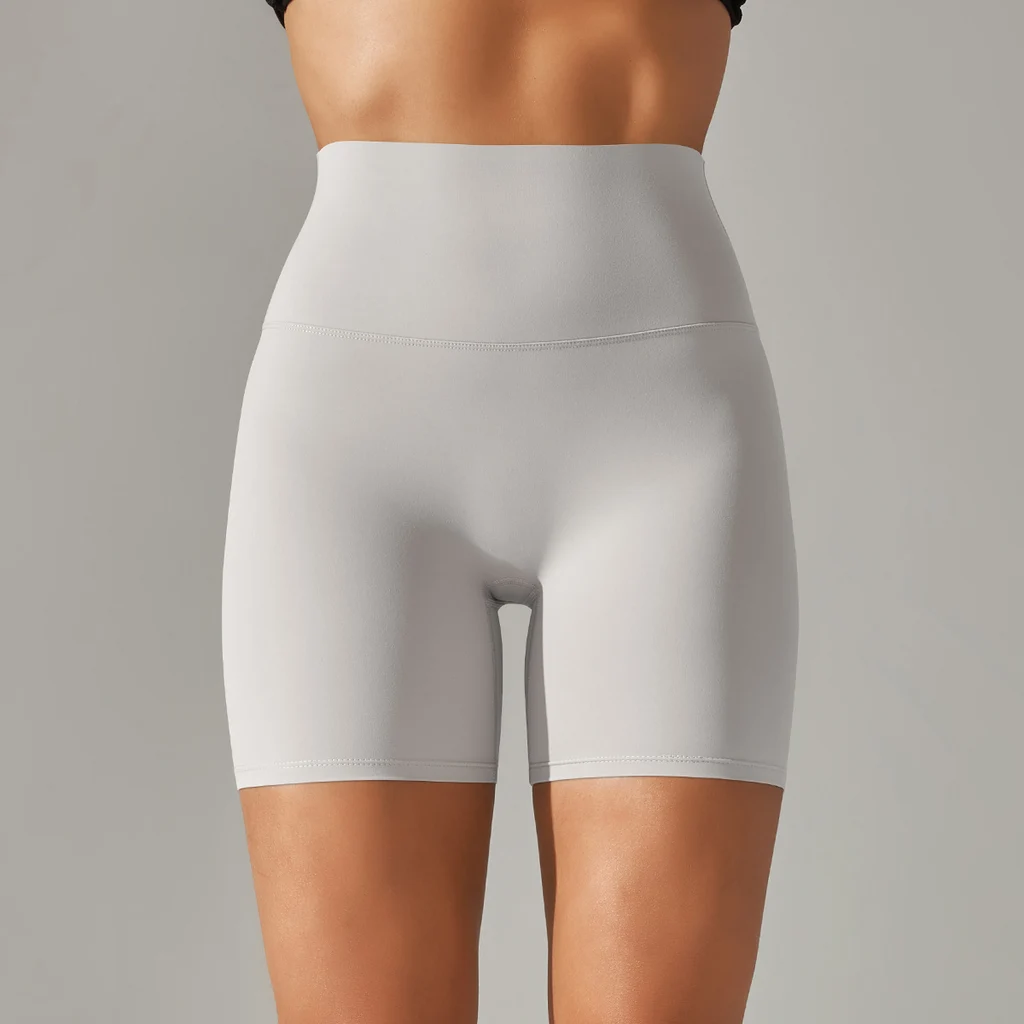 High Waist Peach Hip Tight Belly Trimming Sports Short Shorts - 2166 Shorts White Gray - View 1