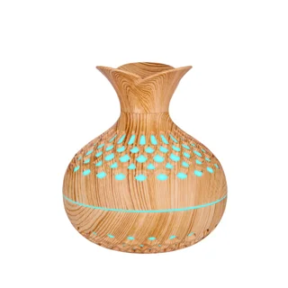 Mini Desktop Creativity Three-leaf Flower Humidifier - Light Wood Grain Style