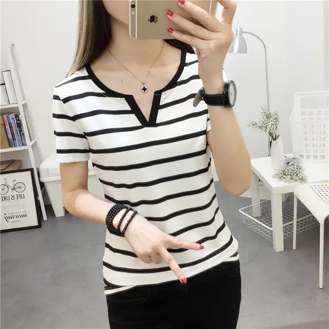 Large Size Stretch Top V Neck Short Sleeve White - Shop at LoveMi