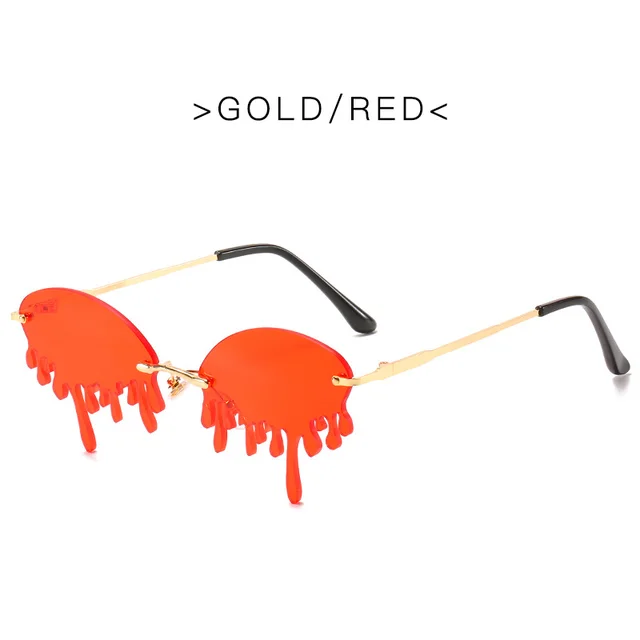 Teardrop Jelly Color Marine Clip Sunglasses Personality Golden Frame Red Piece - Shop at LoveMi