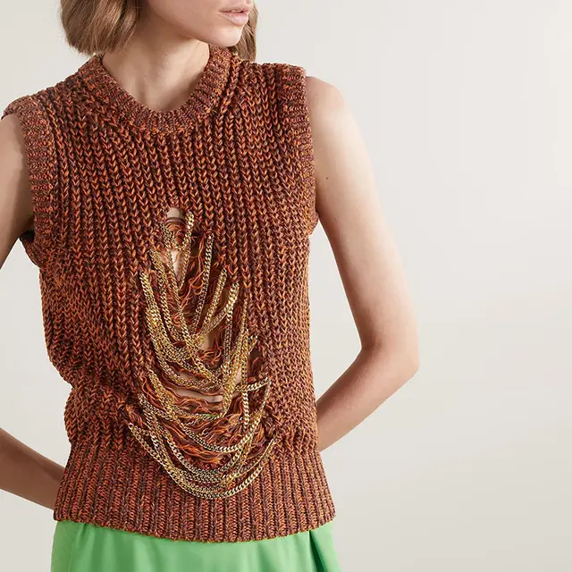 Women's Fashion Solid Color Patchwork Knitting Vest Brown - Shop at LoveMi