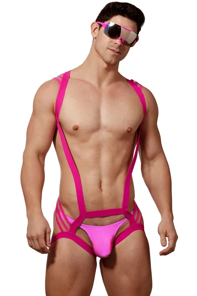 Men's Triangular Low Waisted Narrow Hemmed Underwear Rose Red - Shop at LoveMi