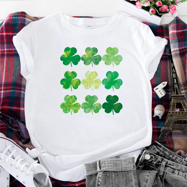 St Patrick's Day Cotton Women's Short Sleeve White - Shop at LoveMi
