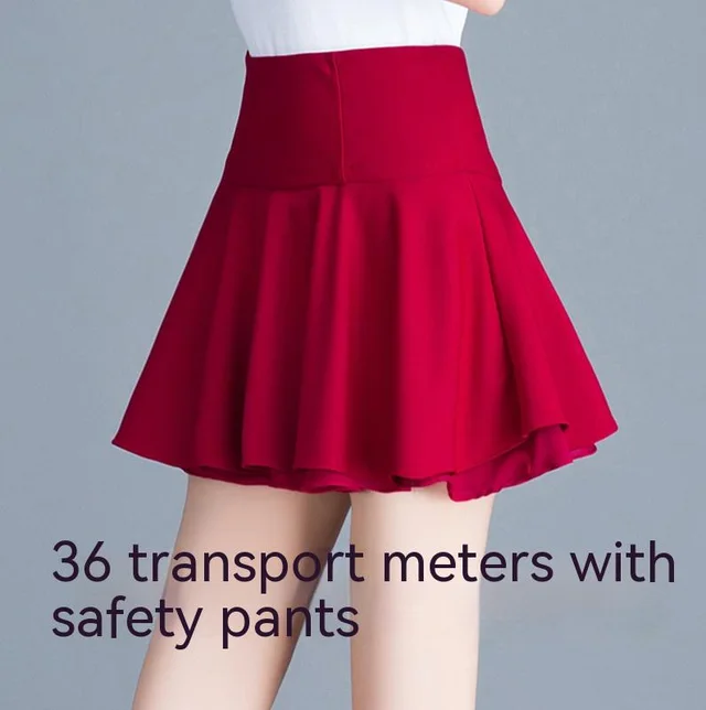 New Spring And Autumn High Waist Stretch Pleated Chiffon Extended Red Anti Exposure - Shop at LoveMi
