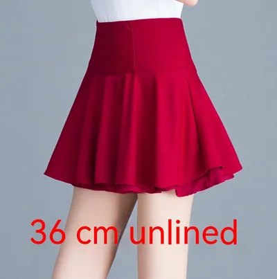 New Spring And Autumn High Waist Stretch Pleated Chiffon Extended Red Without Lining - Shop at LoveMi