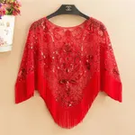 Sequined Shawl All Red