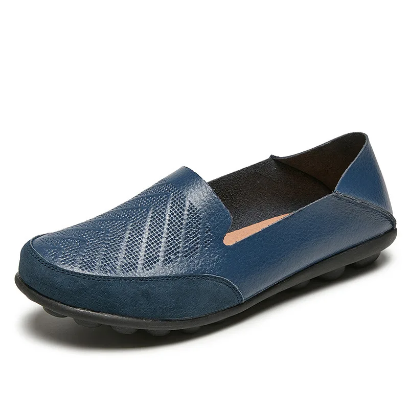 Women's Fashionable Simple Embossed Flat Shoes Blue - Shop at LoveMi
