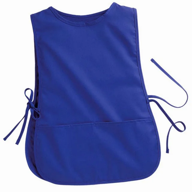 Women's Round Neck Pocket Strap Protective Vest Solid Color Household Vest Apron Dark Blue - Shop at LoveMi