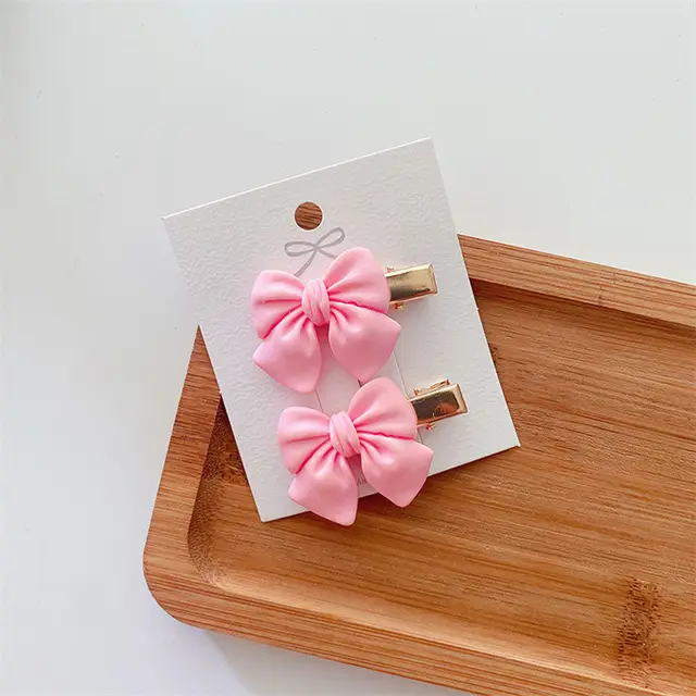 Pink Bow Heart Girls' Hairpin Big Bow A Pair - Shop at LoveMi
