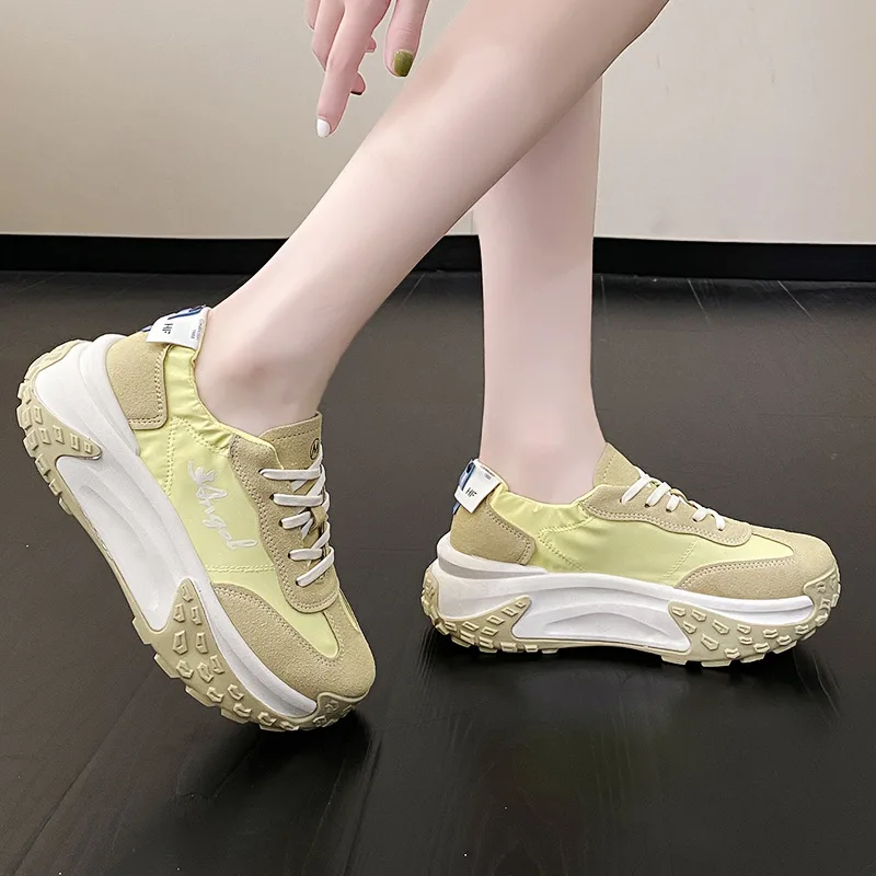 Leisure All Match Sports Shoes Round Head Breathable Yellow - Shop at LoveMi