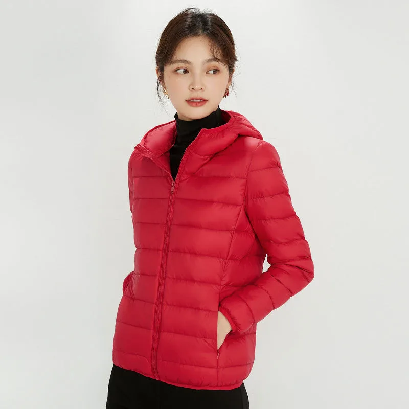 Women's Hooded Short Lightweight Down Jacket Plus Size Chinese M - Shop at LoveMi
