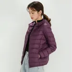 Women's Hooded Short Lightweight Down Jacket Plus Size - Magenta-Xxxl