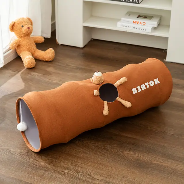 Cat Tunnel Cartoon Straight Foldable Toy Brown Bear Small Size - Shop at LoveMi