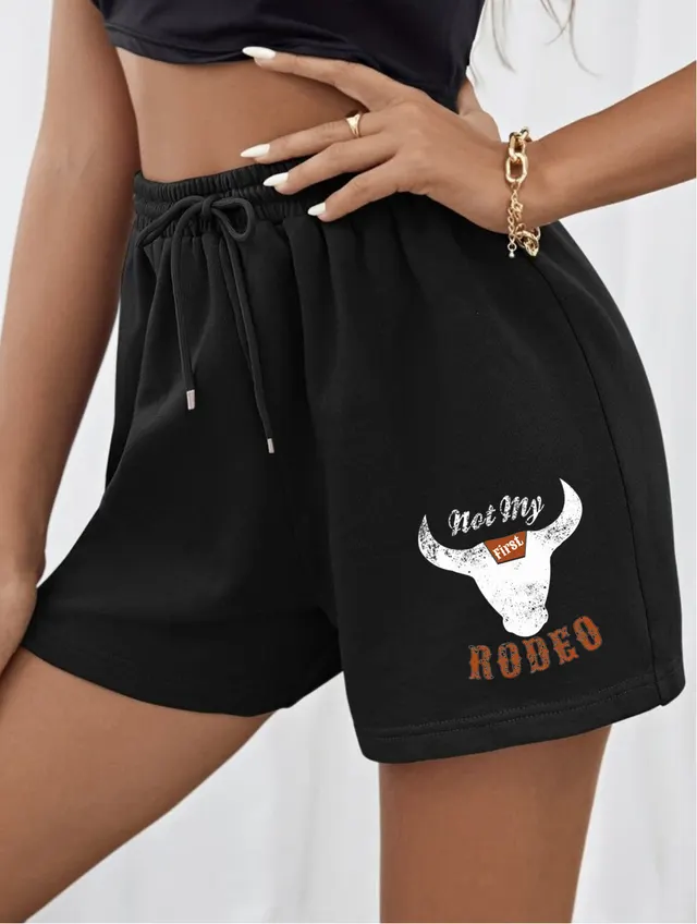 Summer Women's Sports Pants Cow Head Lace Loose Casual Shorts Black - Shop at LoveMi