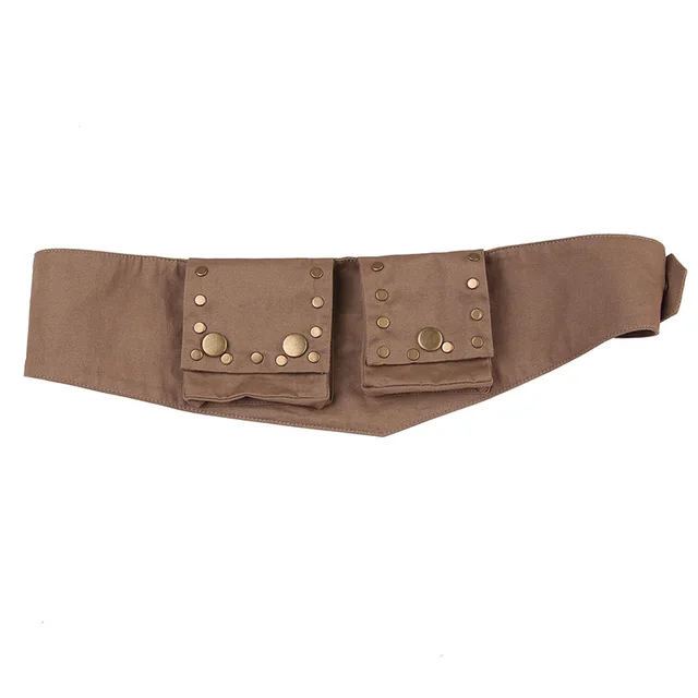 Western Style Retro Snap Fastener Small Waist Bag Brown - Shop at LoveMi