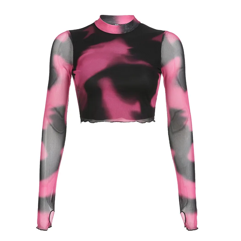 Slim Half Turtleneck Blooming Sleeves Sheer Top Color L - Shop at LoveMi