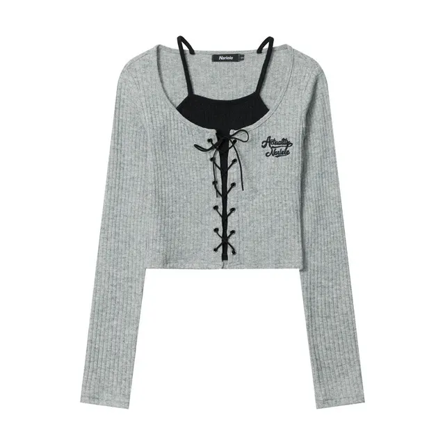 Embroidered Knitted Cardigan Long sleeved T shirt Women's Short Top Gray - Shop at LoveMi