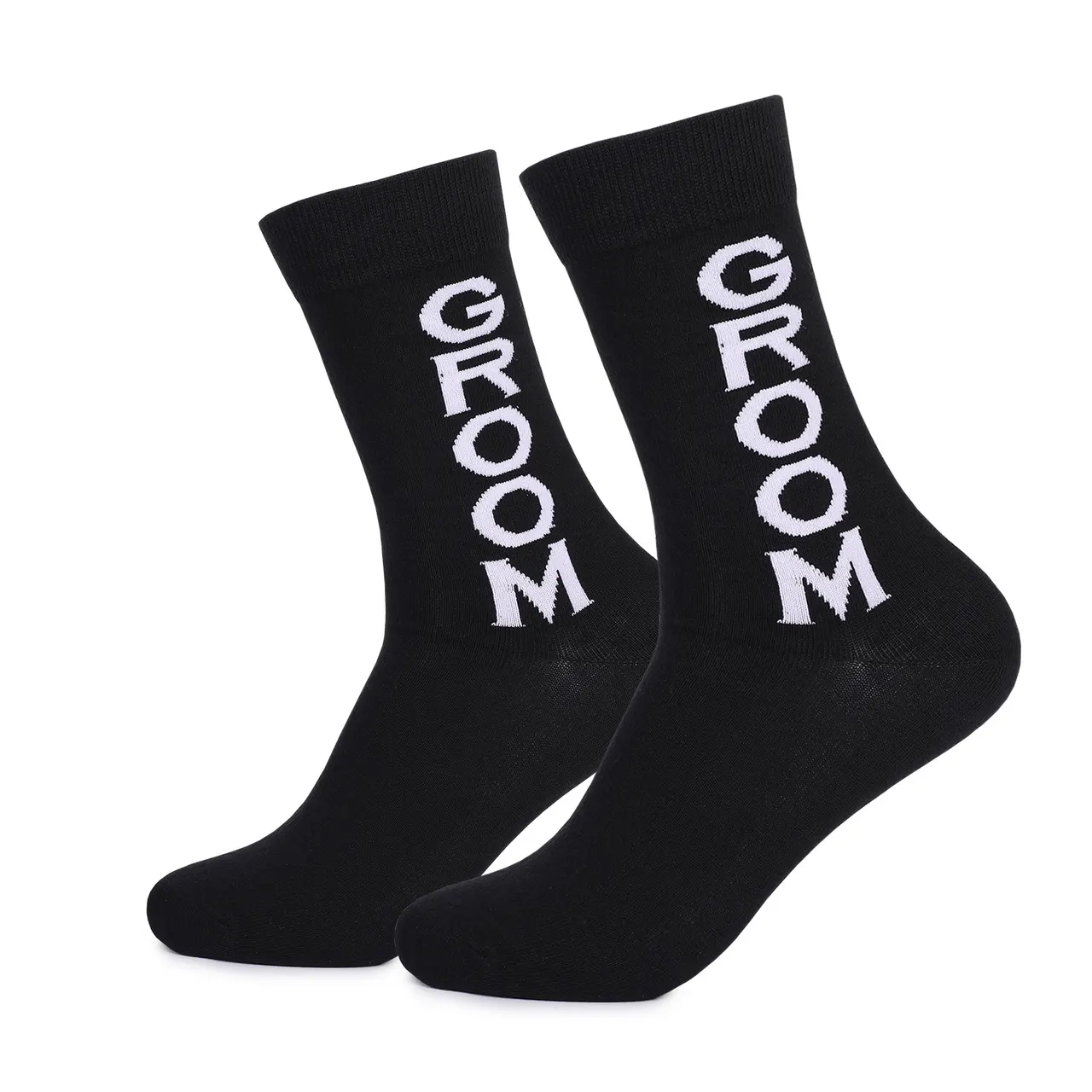 Fashion Christmas Cotton Mid-calf Letter Socks - Black Groom