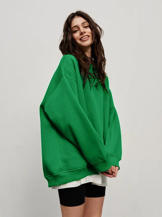 Solid Color Loose Sweater European And American Green New Plus - Shop at LoveMi