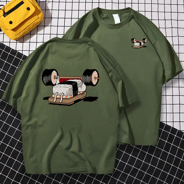 Sport Sushi Funny Anime Print New Short Sleeved Green - Shop at LoveMi