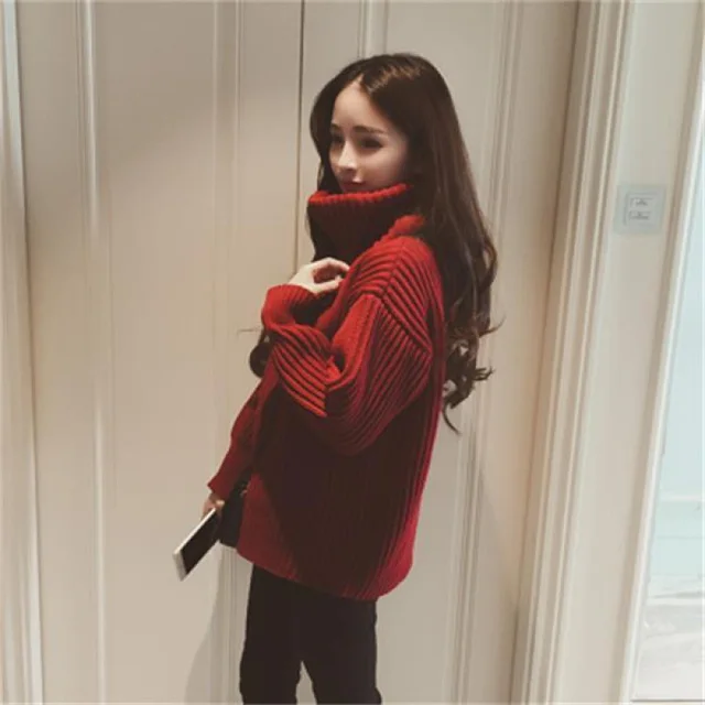 Women's Fashion Loose Sweater Coat Red - Shop at LoveMi
