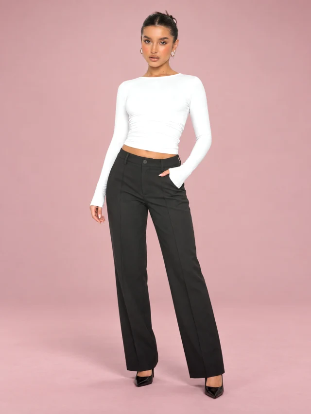 Slim fit Fashion Long sleeved Top Base White - Shop at LoveMi