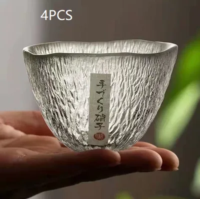 Glass Hammered Japanese Kung Fu Tea Cup 4Pcs Of9796 - Shop at LoveMi