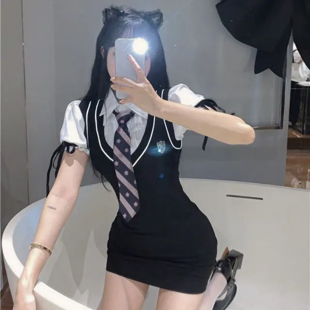 College Style Suit Top Tie Vest Skirt - Shop at LoveMi
