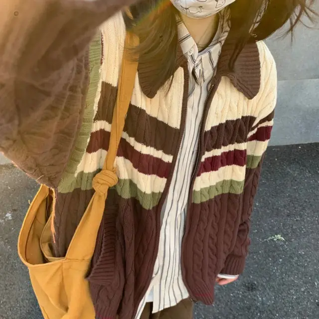Women's American style Retro Twist Sweater Brown - Shop at LoveMi