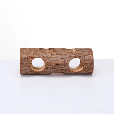 Hamster Solid Wood Pipe Bird Platform Rabbit Molar Dogs And Cats Toy Tree Tube 15Cm - Shop at LoveMi