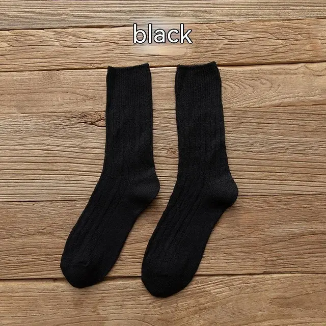 Autumn And Winter Thickened Keep Warm Pure Color Retro Stockings Black - Shop at LoveMi