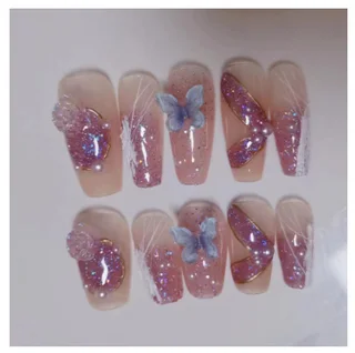 Camellia Series Hand-worn Armor Removable Nail Stickers - Short Ladder A