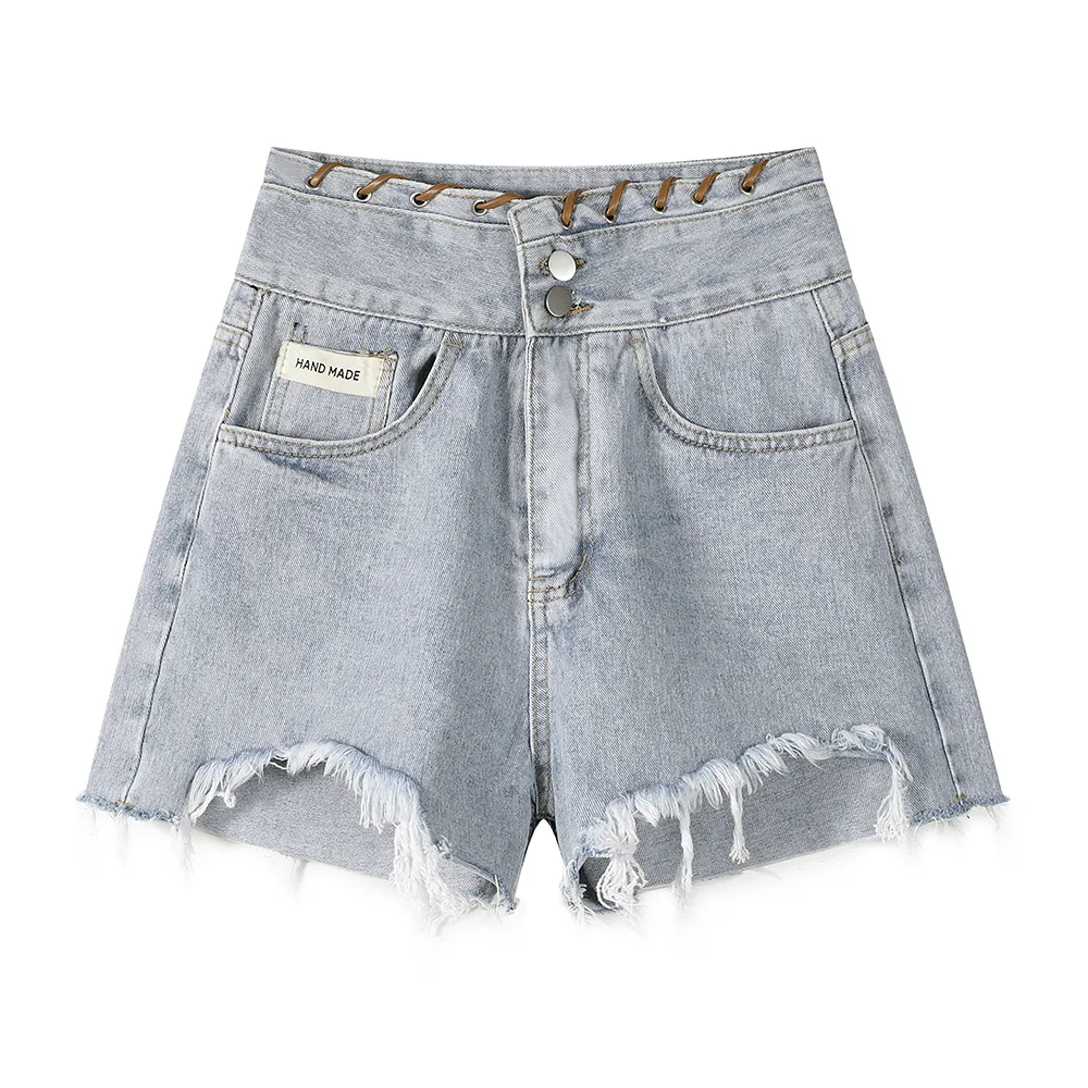 High Waisted Wide Leg Denim Shorts