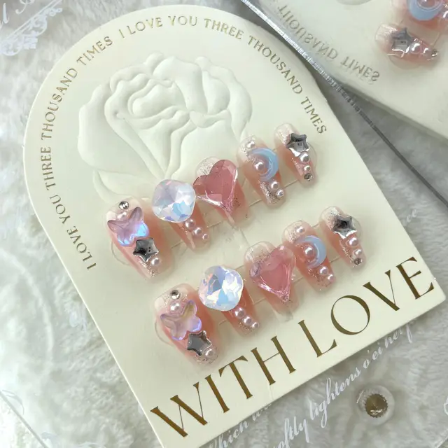 New Stickers Finished Product Fake Nails Long Handmade Manicure Large L - Shop at LoveMi