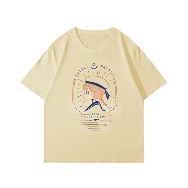 Women's Cotton Plus Size Spring And Summer Short Sleeves T shirt Milky Yellow - Shop at LoveMi