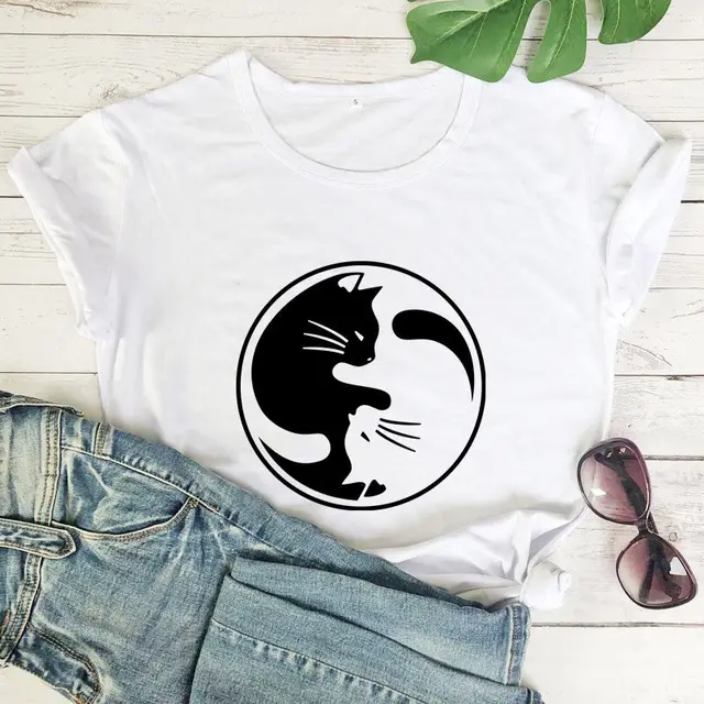 European And American Digital Printing Casual Round Neck Short Sleeves T shirt White - Shop at LoveMi