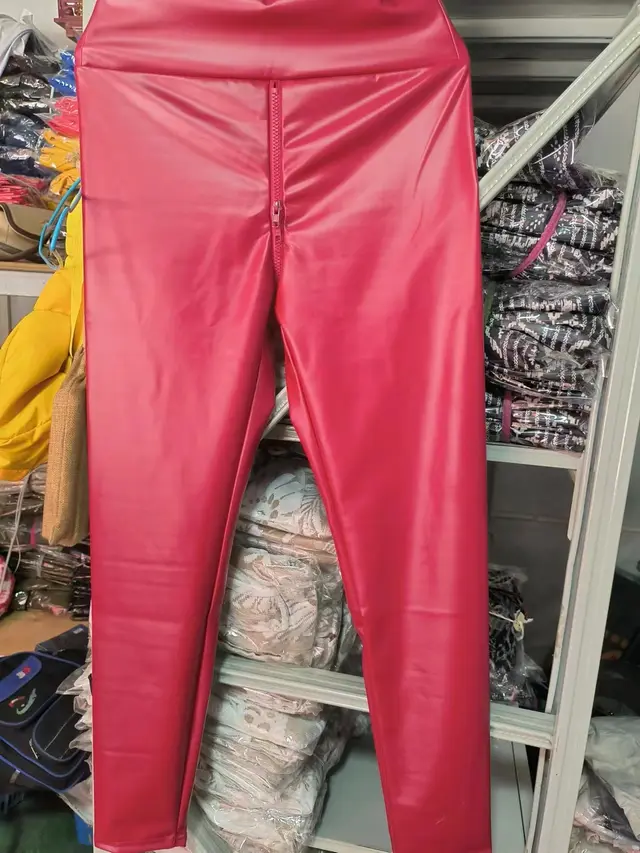 Black Matte PC Leather Crotch Pants Wine Red - Shop at LoveMi