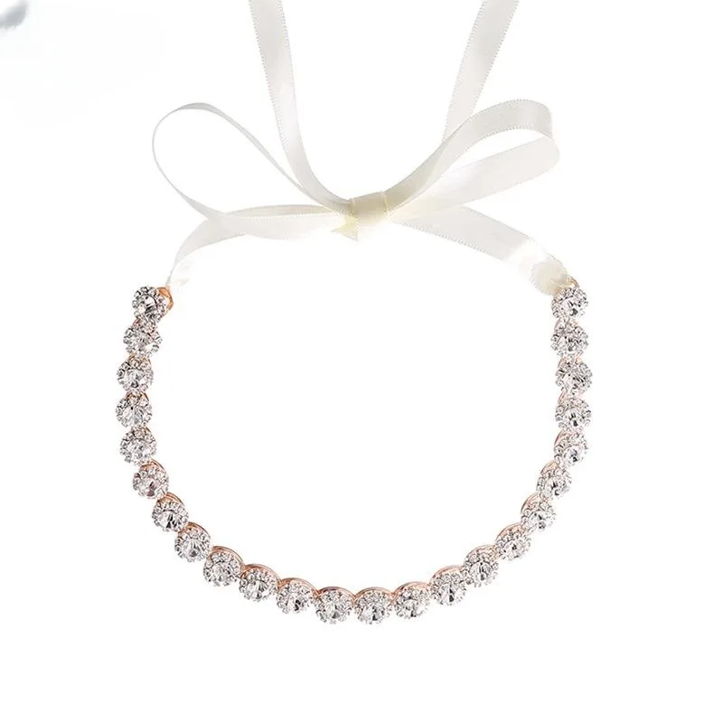 Bridal Rhinestone SUNFLOWER Hair Band Wedding Photography Accessories Banquet Headdress - Rose Gold